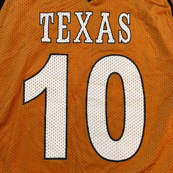 Vintage Y2K Russel Vince Young #10 Texas Longhorns Large Orange Football Jersey - Picture 2 of 8